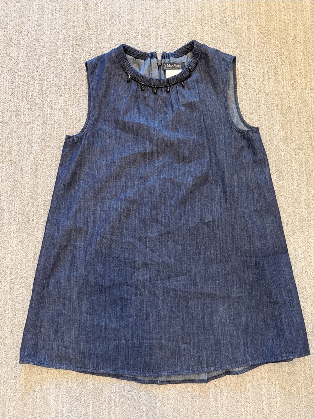 NWT MaxMara Chambray Bead Neck Sleeveless Top